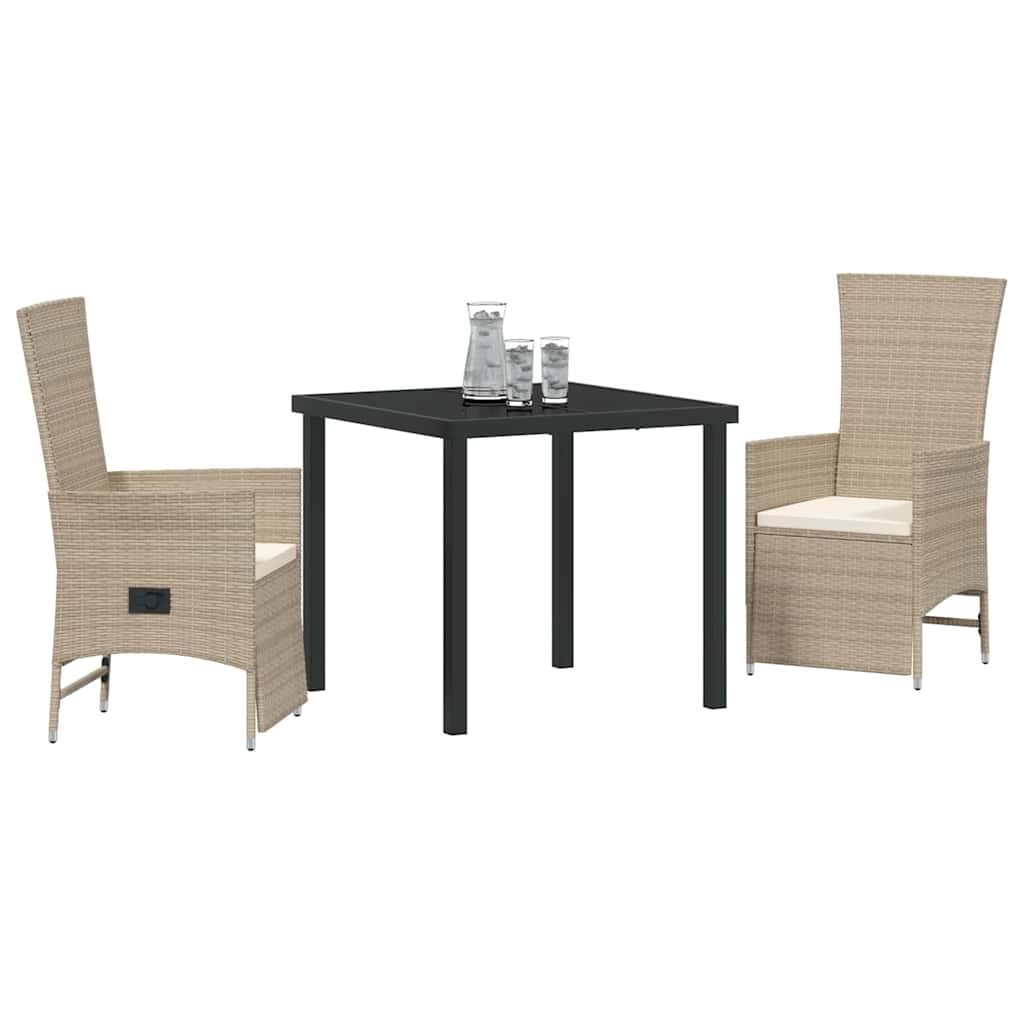 Have Spisebordssæt med pude 3 pcs Beige polyrattan
