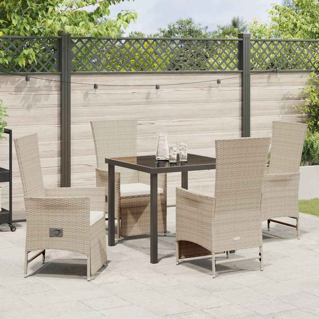 Have Spisebordssæt med pude 5 pcs Beige polyrattan