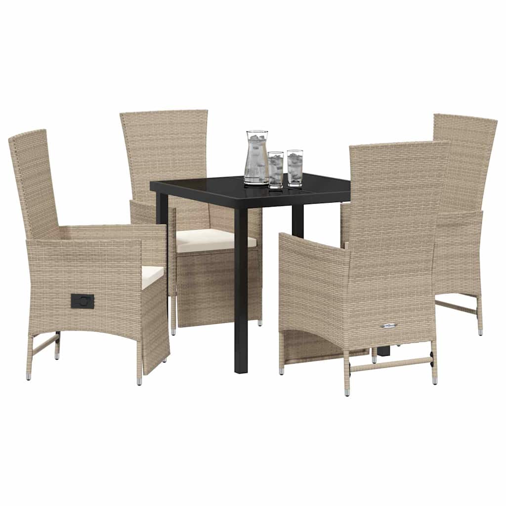 Have Spisebordssæt med pude 5 pcs Beige polyrattan