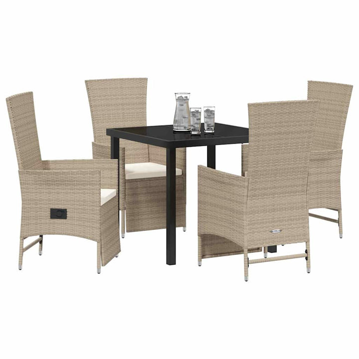 Have Spisebordssæt med pude 5 pcs Beige polyrattan