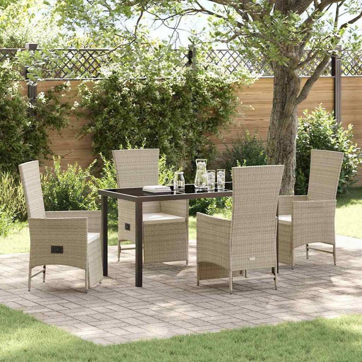 Have Spisebordssæt med pude 5 pcs Beige polyrattan