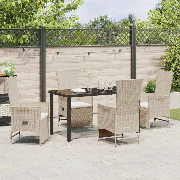 Have Spisebordssæt med pude 5 pcs Beige polyrattan