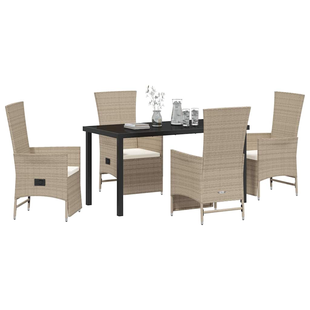 Have Spisebordssæt med pude 5 pcs Beige polyrattan
