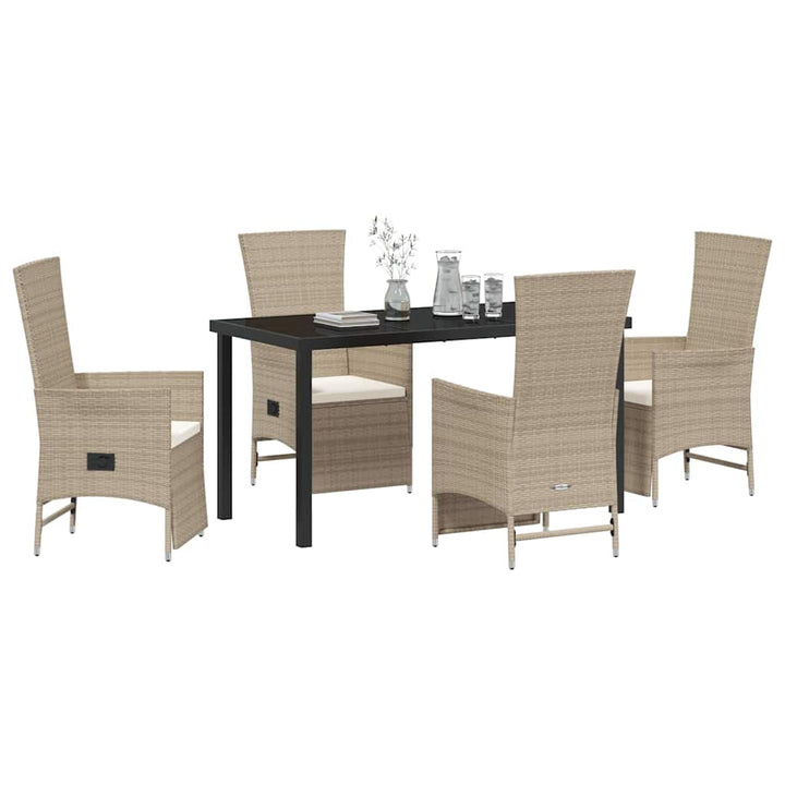 Have Spisebordssæt med pude 5 pcs Beige polyrattan