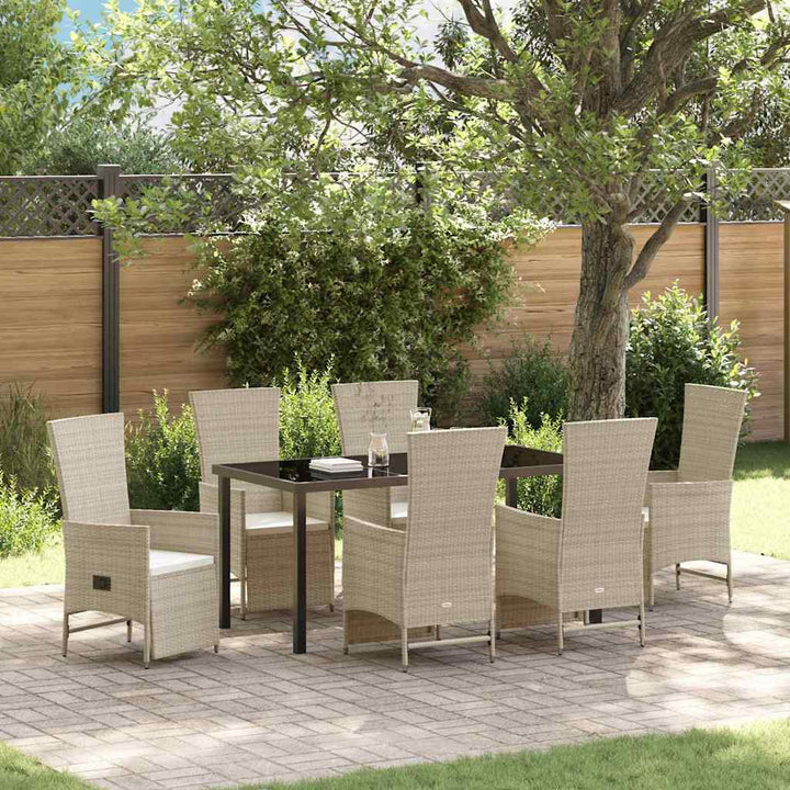 Have Spisebordssæt med pude 7 pcs Beige polyrattan