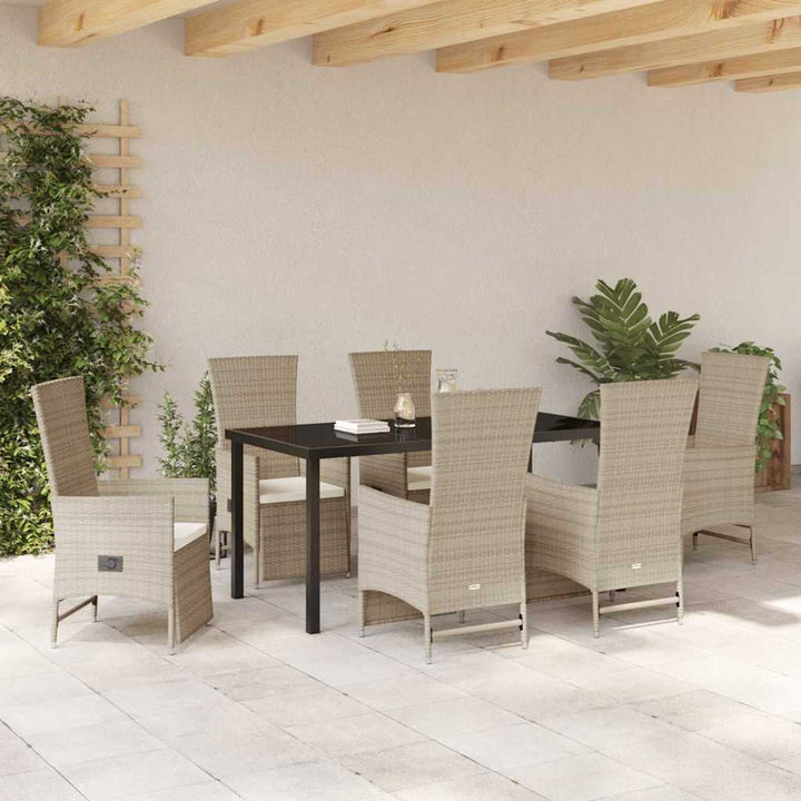 Have Spisebordssæt med pude 7 pcs Beige polyrattan