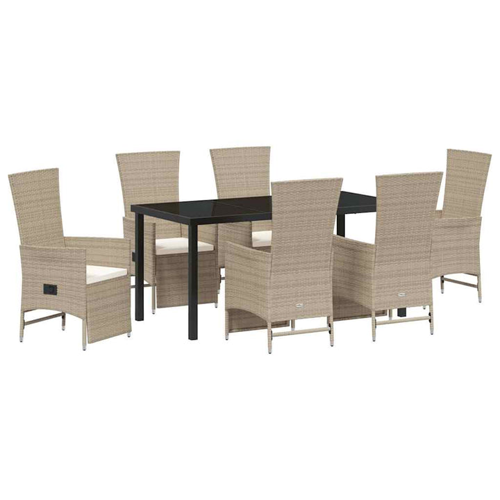 Have Spisebordssæt med pude 7 pcs Beige polyrattan