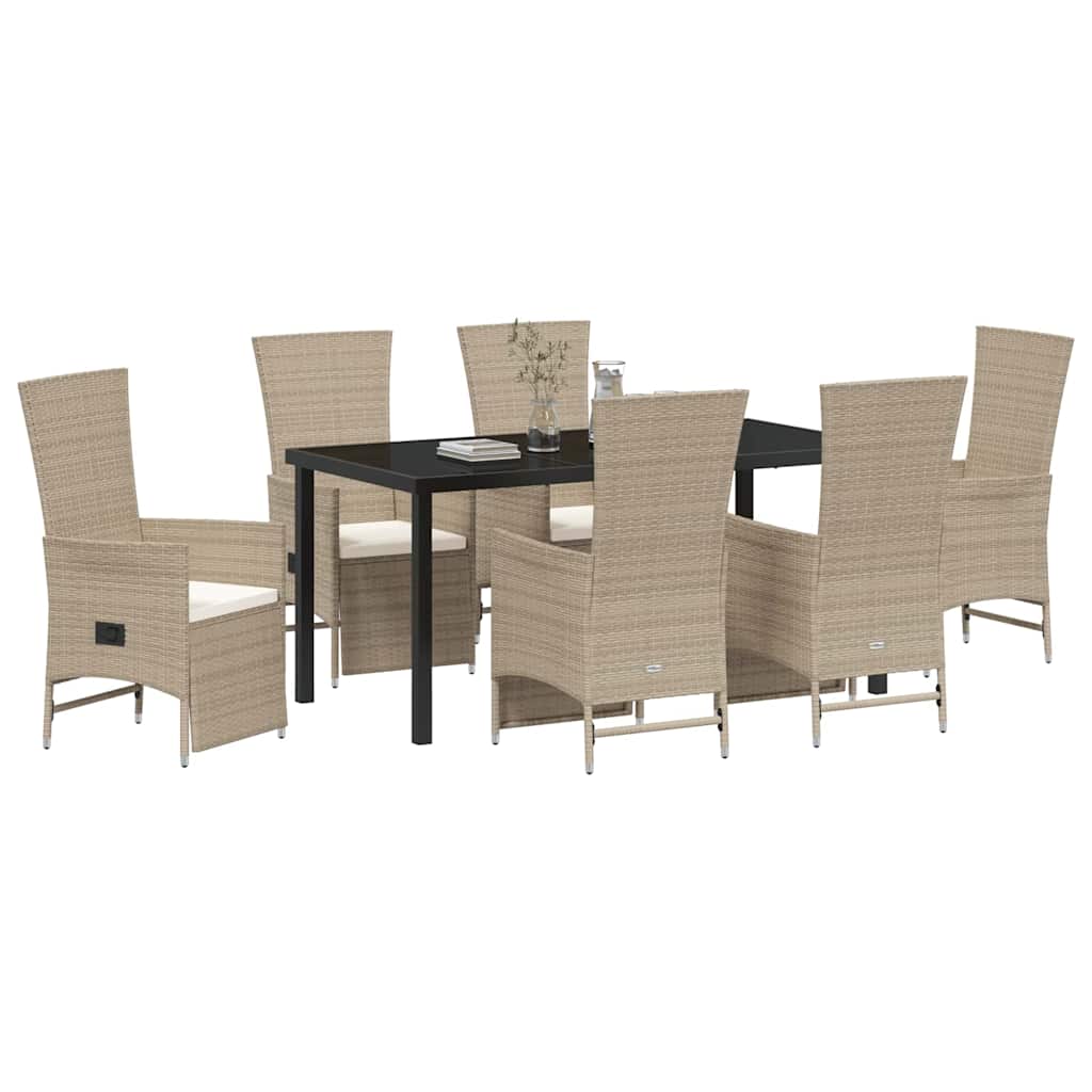 Have Spisebordssæt med pude 7 pcs Beige polyrattan
