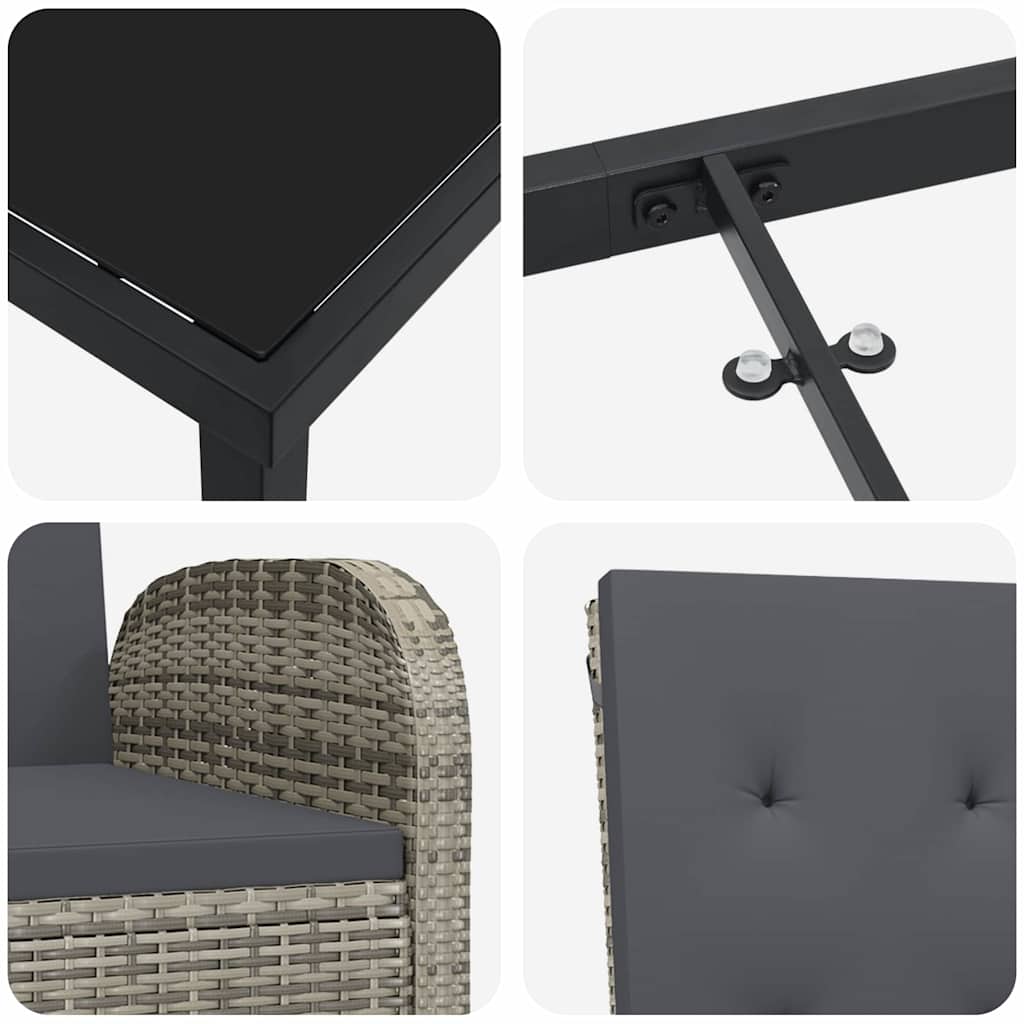 Have Spisebordssæt med pude 5 pcs Grå polyrattan