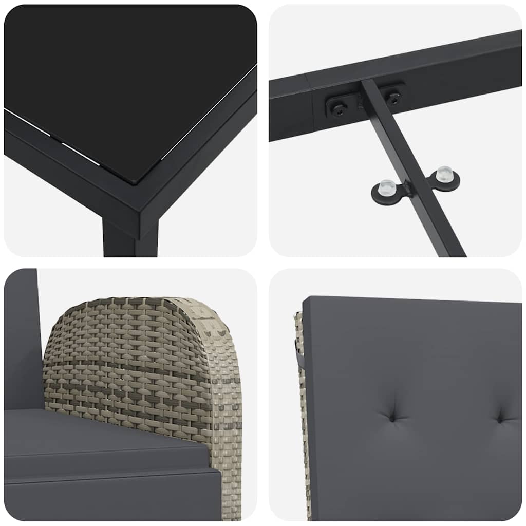 Have Spisebordssæt med pude 3 pcs Grå polyrattan