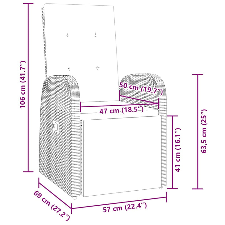 Have Spisebordssæt med pude 3 pcs Grå polyrattan