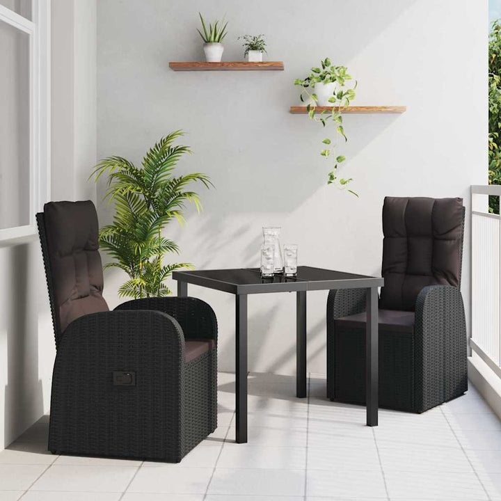 Have Spisebordssæt med pude 3 pcs Sort polyrattan