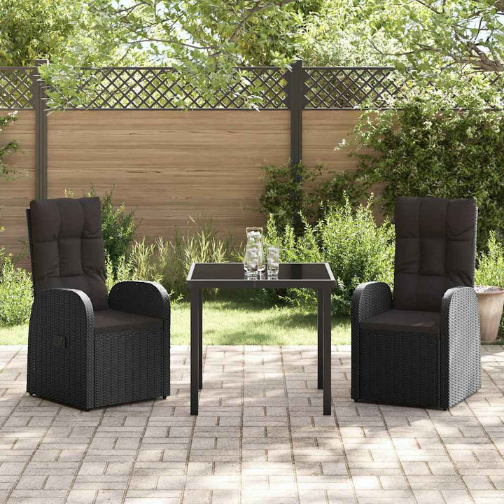 Have Spisebordssæt med pude 3 pcs Sort polyrattan