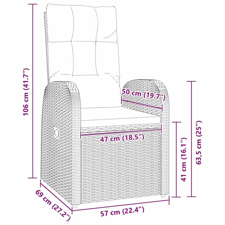 Have Spisebordssæt med pude 3 pcs Sort polyrattan