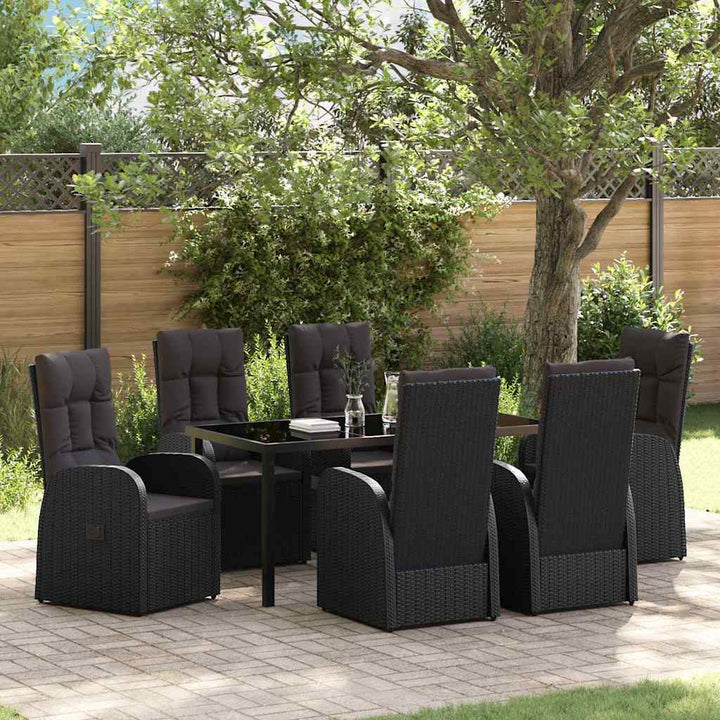 Have Spisebordssæt med pude 7 pcs Sort polyrattan
