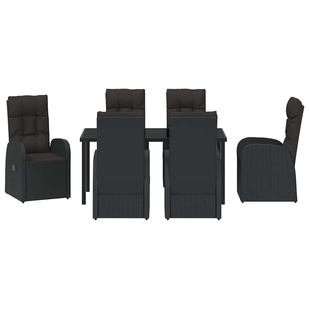 Have Spisebordssæt med pude 7 pcs Sort polyrattan