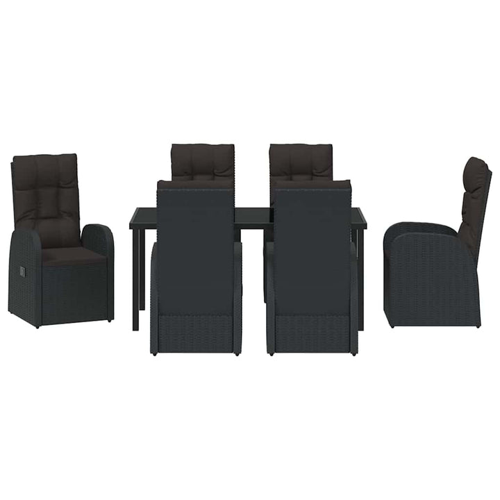 Have Spisebordssæt med pude 7 pcs Sort polyrattan