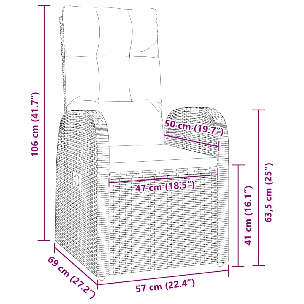 Have Spisebordssæt med pude 7 pcs Sort polyrattan