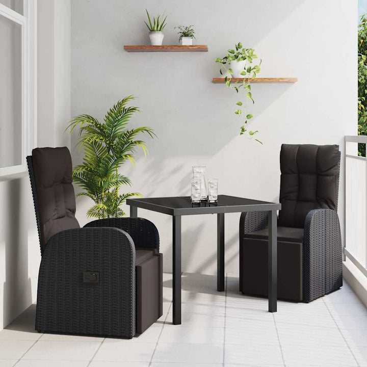 Have Spisebordssæt med pude 3 pcs Sort polyrattan