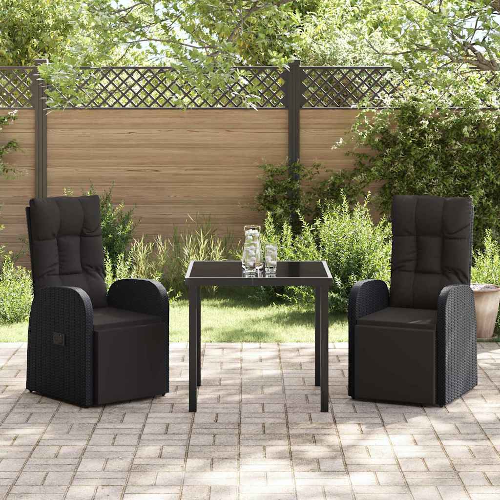 Have Spisebordssæt med pude 3 pcs Sort polyrattan