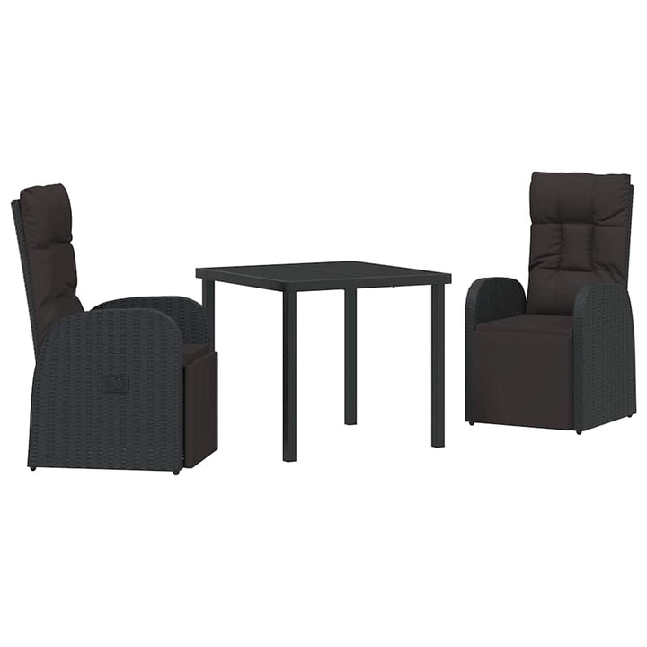 Have Spisebordssæt med pude 3 pcs Sort polyrattan