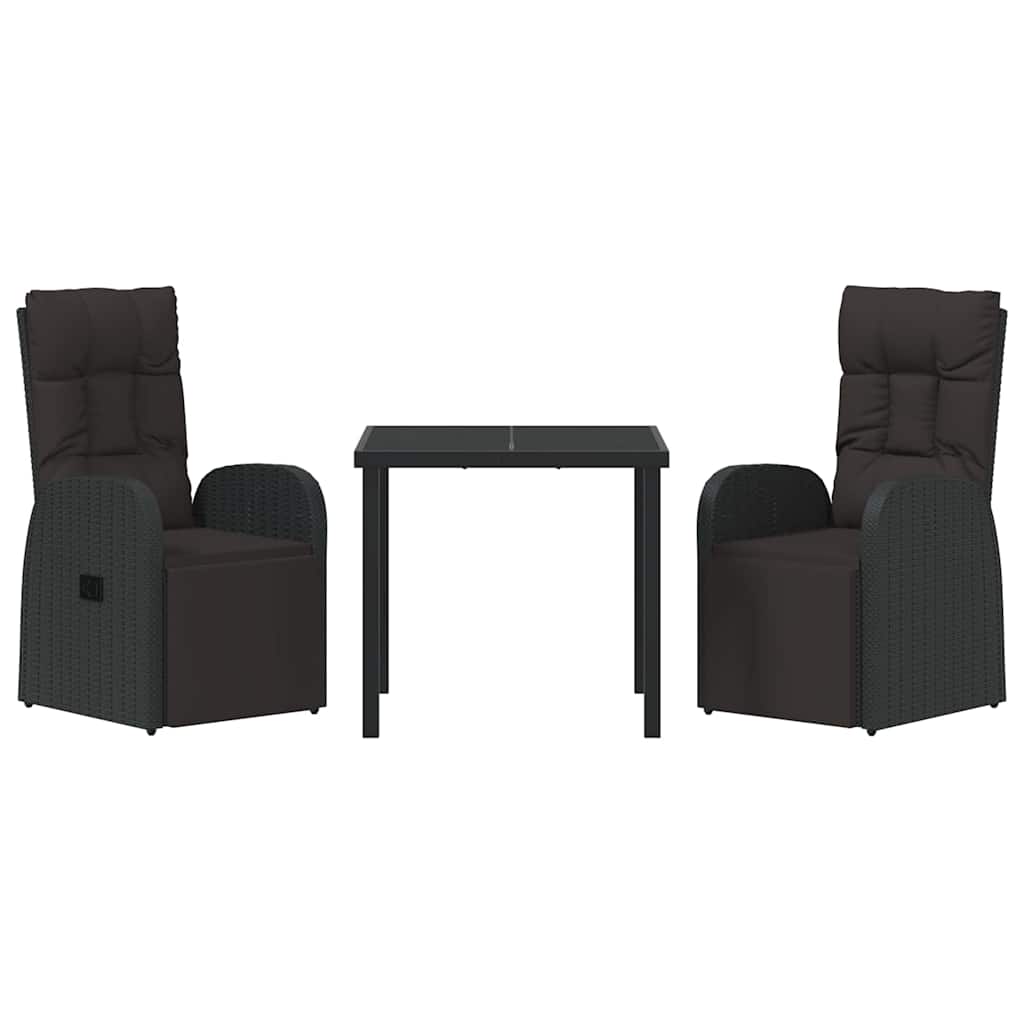 Have Spisebordssæt med pude 3 pcs Sort polyrattan