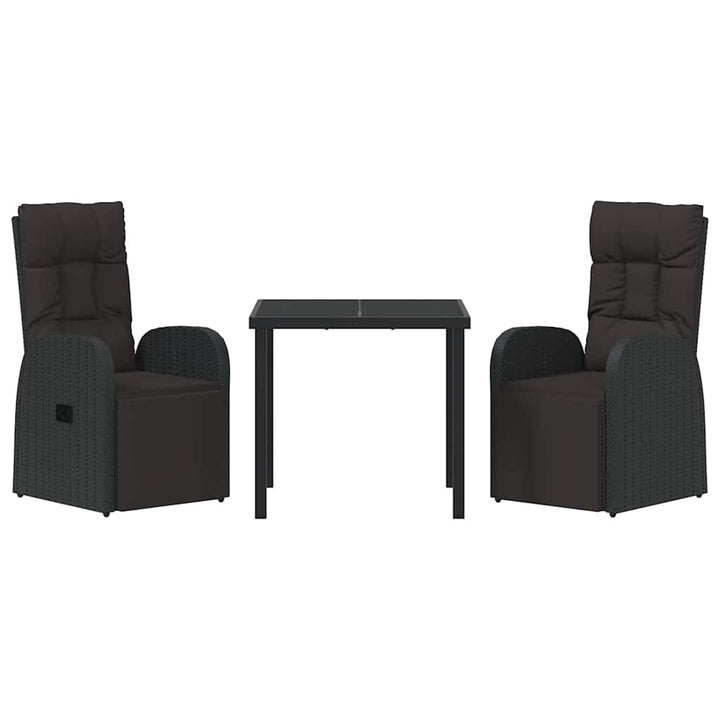 Have Spisebordssæt med pude 3 pcs Sort polyrattan