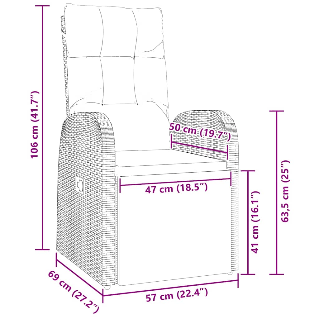 Have Spisebordssæt med pude 3 pcs Sort polyrattan