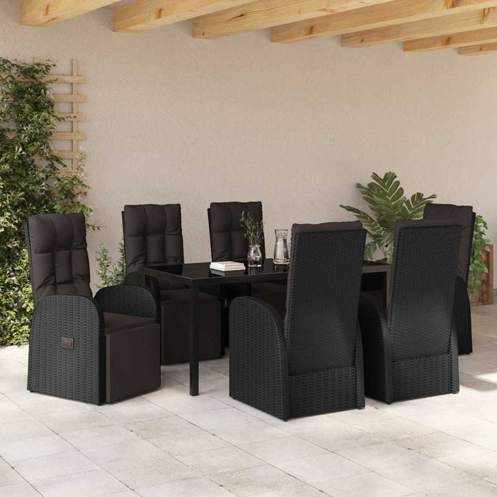 Have Spisebordssæt med pude 7 pcs Sort polyrattan