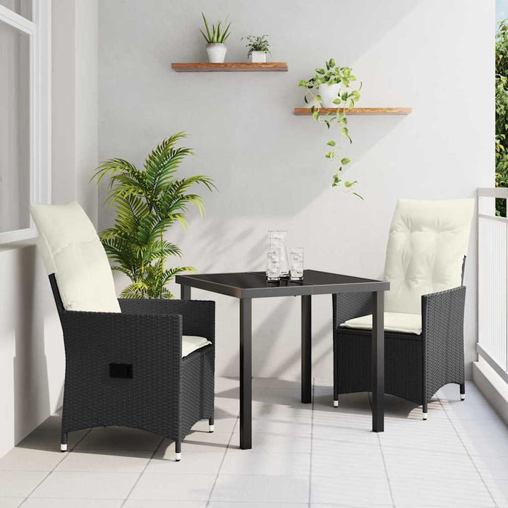 Have Spisebordssæt med pude 3 pcs Sort Poly rattan