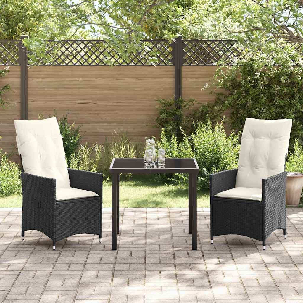 Have Spisebordssæt med pude 3 pcs Sort Poly rattan