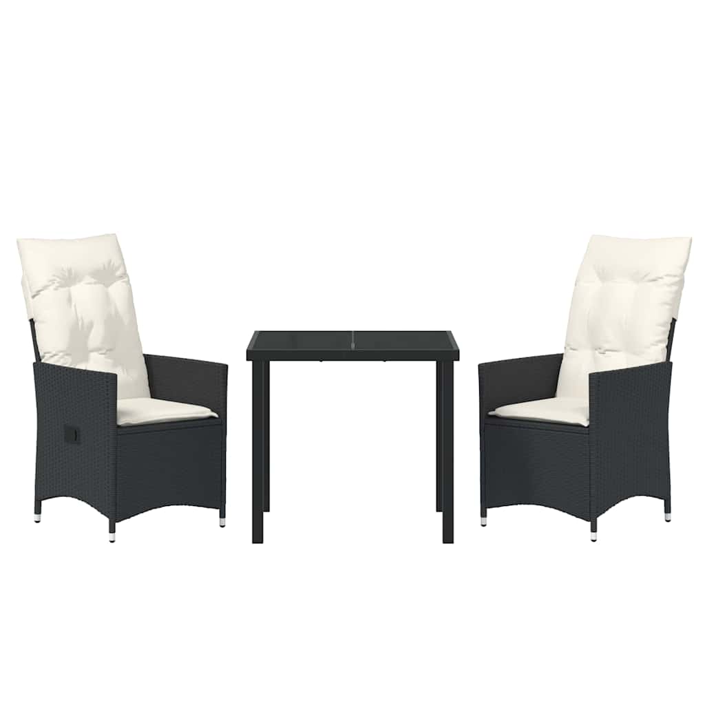 Have Spisebordssæt med pude 3 pcs Sort Poly rattan