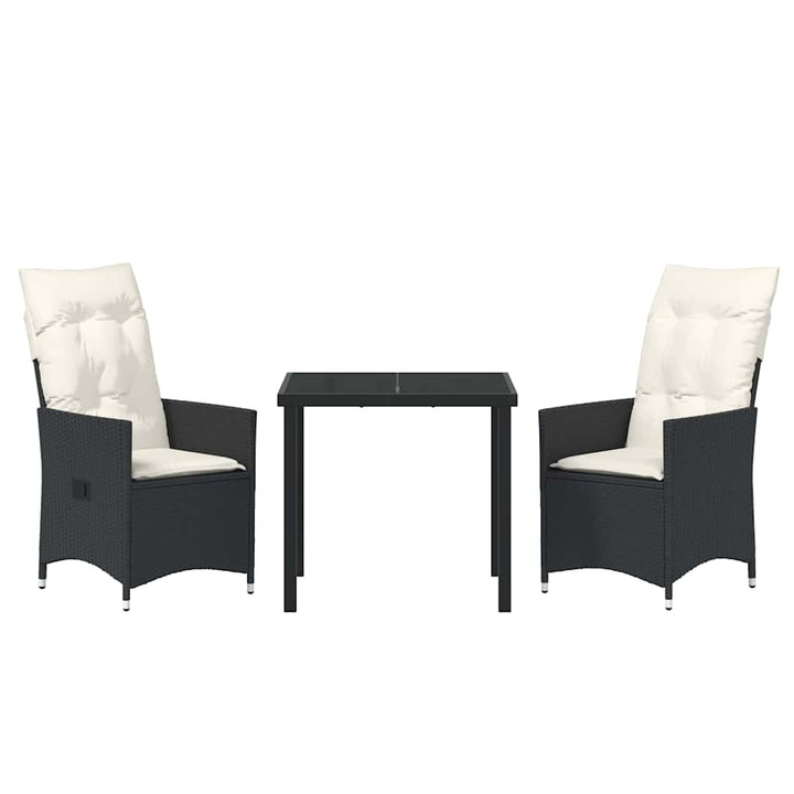 Have Spisebordssæt med pude 3 pcs Sort Poly rattan