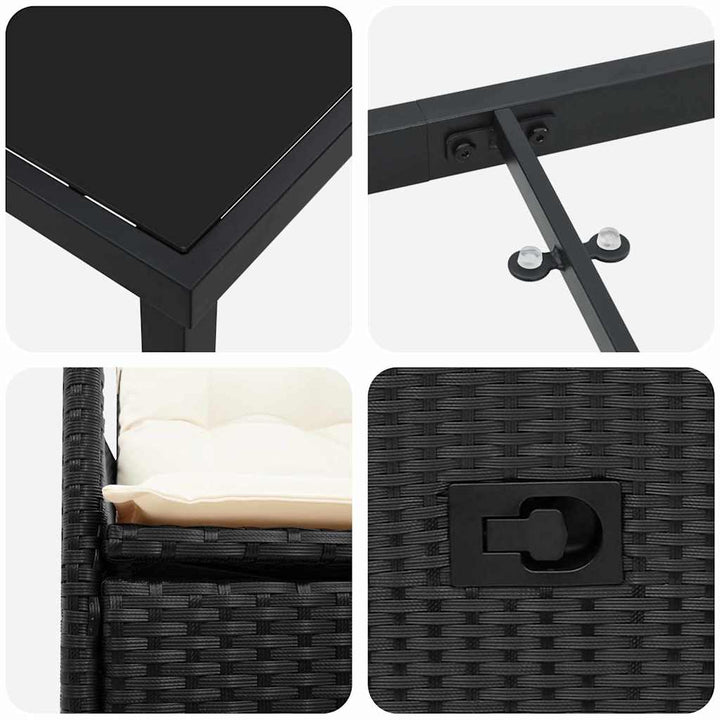 Have Spisebordssæt med pude 7 pcs Sort Poly rattan