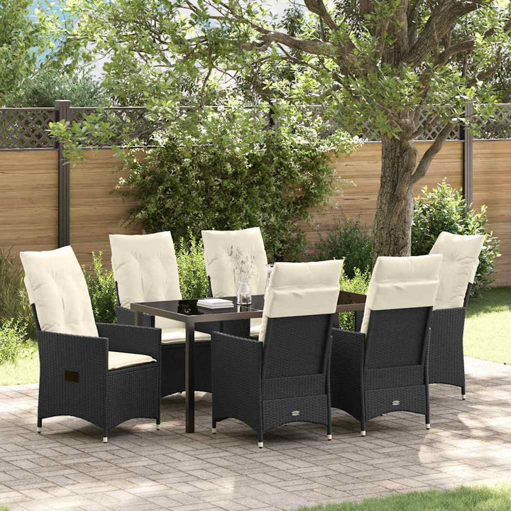 Have Spisebordssæt med pude 7 pcs Sort Poly rattan
