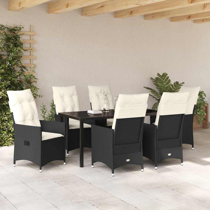 Have Spisebordssæt med pude 7 pcs Sort Poly rattan