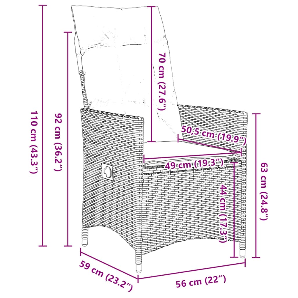 Have Spisebordssæt med pude 7 pcs Sort Poly rattan
