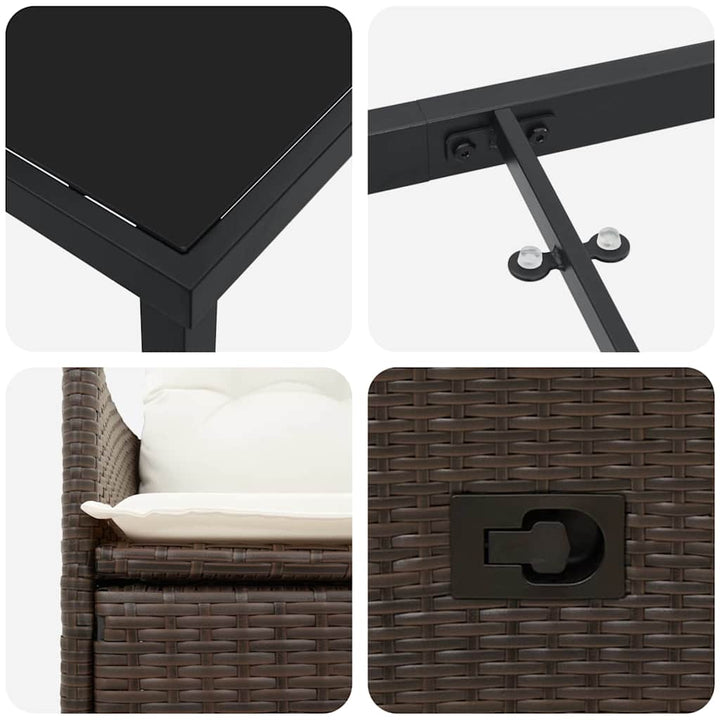 Have Spisebordssæt med pude 3 pcs Brun Poly rattan