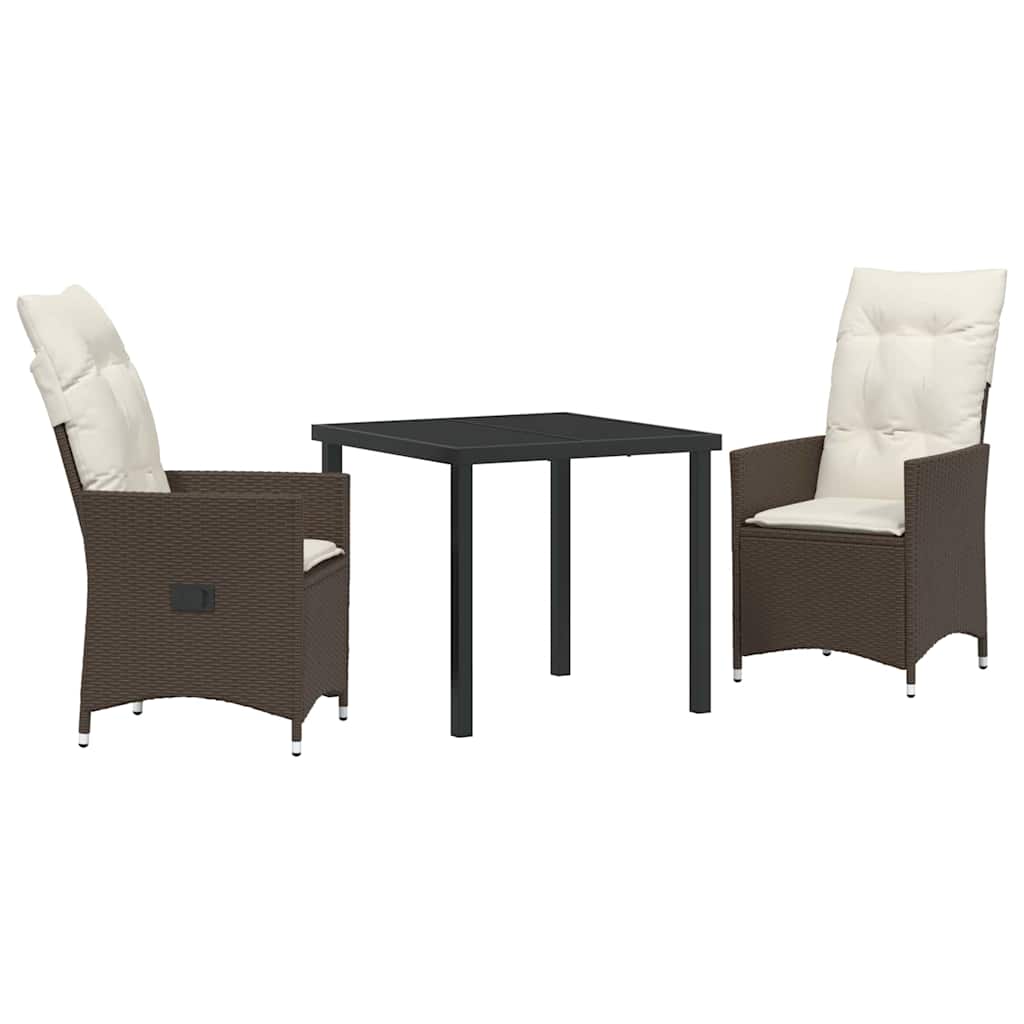 Have Spisebordssæt med pude 3 pcs Brun Poly rattan