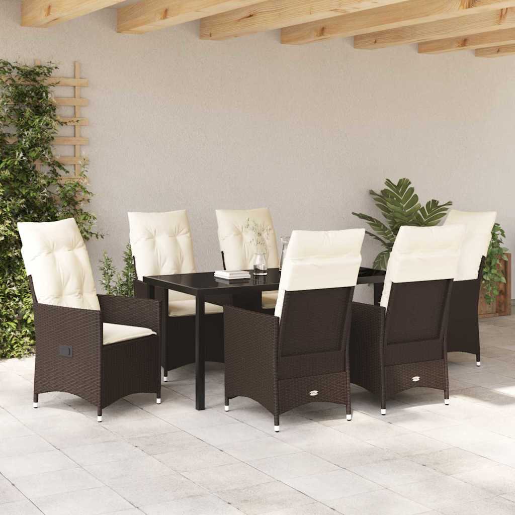 Have Spisebordssæt med pude 7 pcs Brun Poly rattan