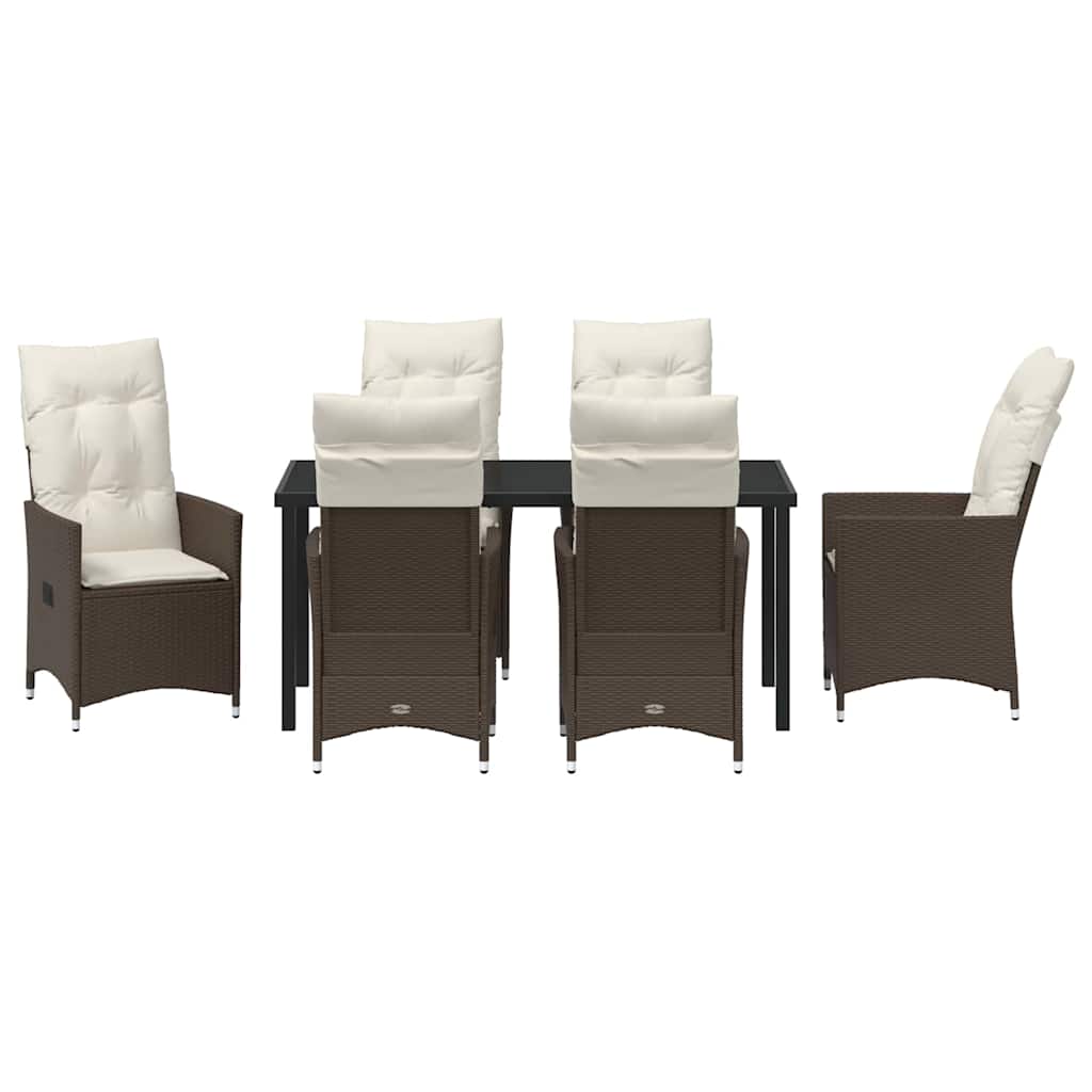 Have Spisebordssæt med pude 7 pcs Brun Poly rattan