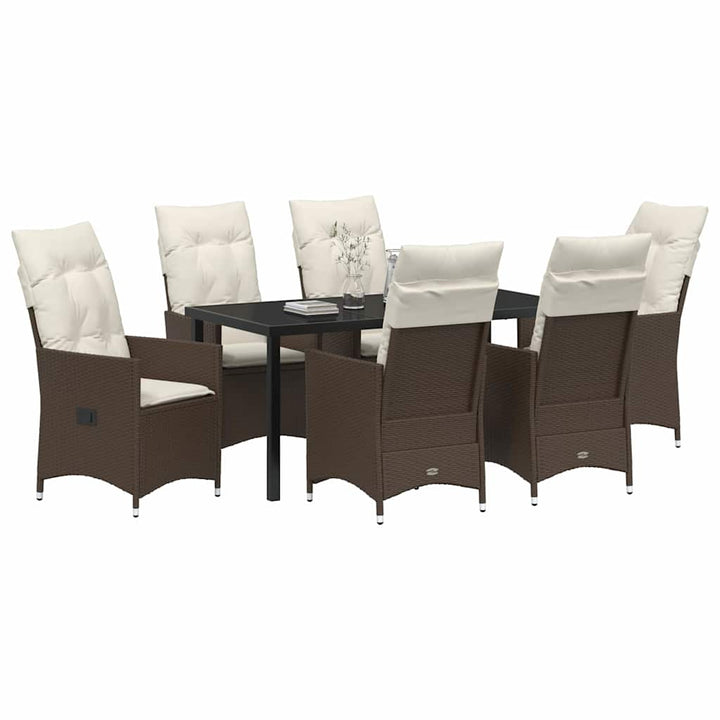 Have Spisebordssæt med pude 7 pcs Brun Poly rattan