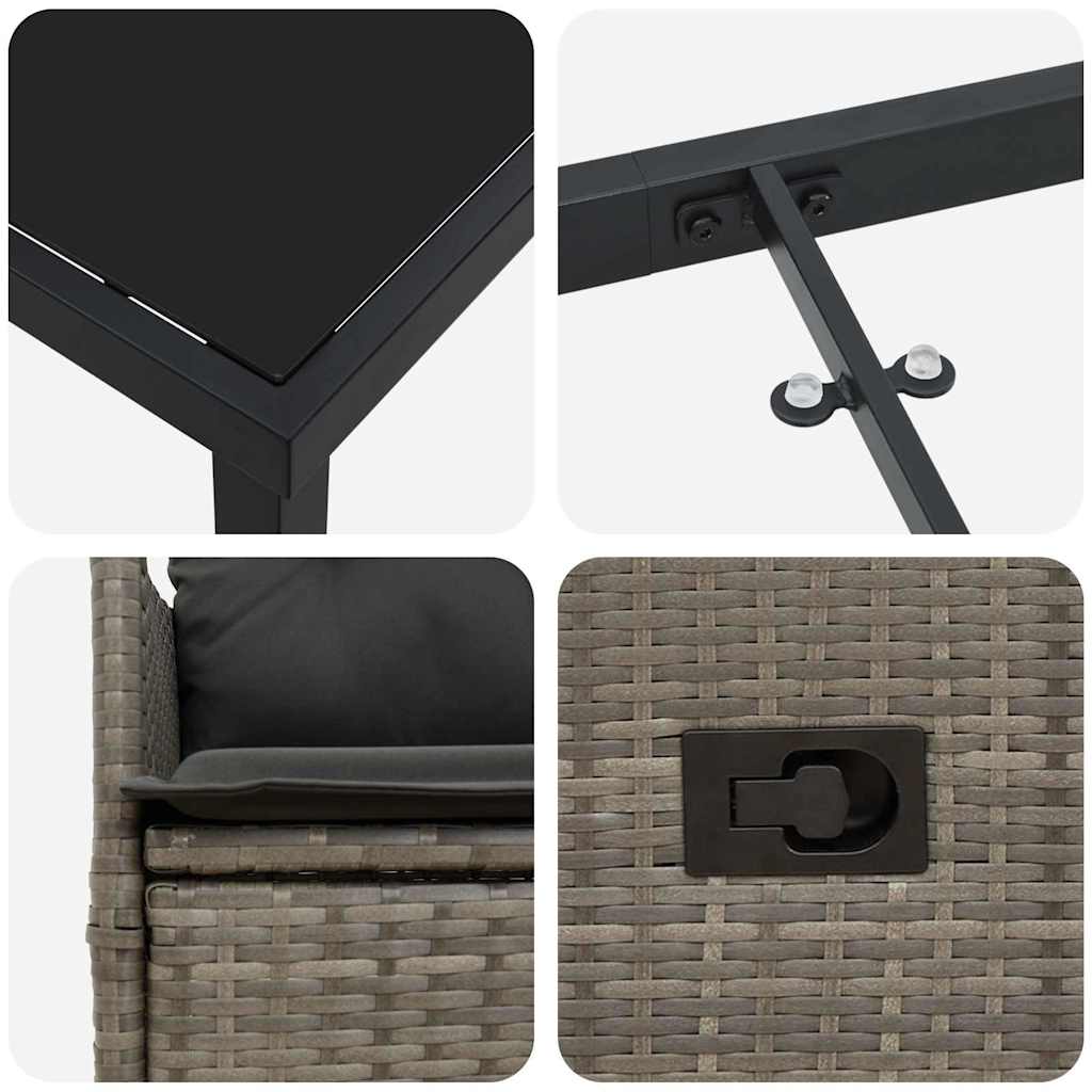 Have Spisebordssæt med pude 5 pcs Grå Poly rattan