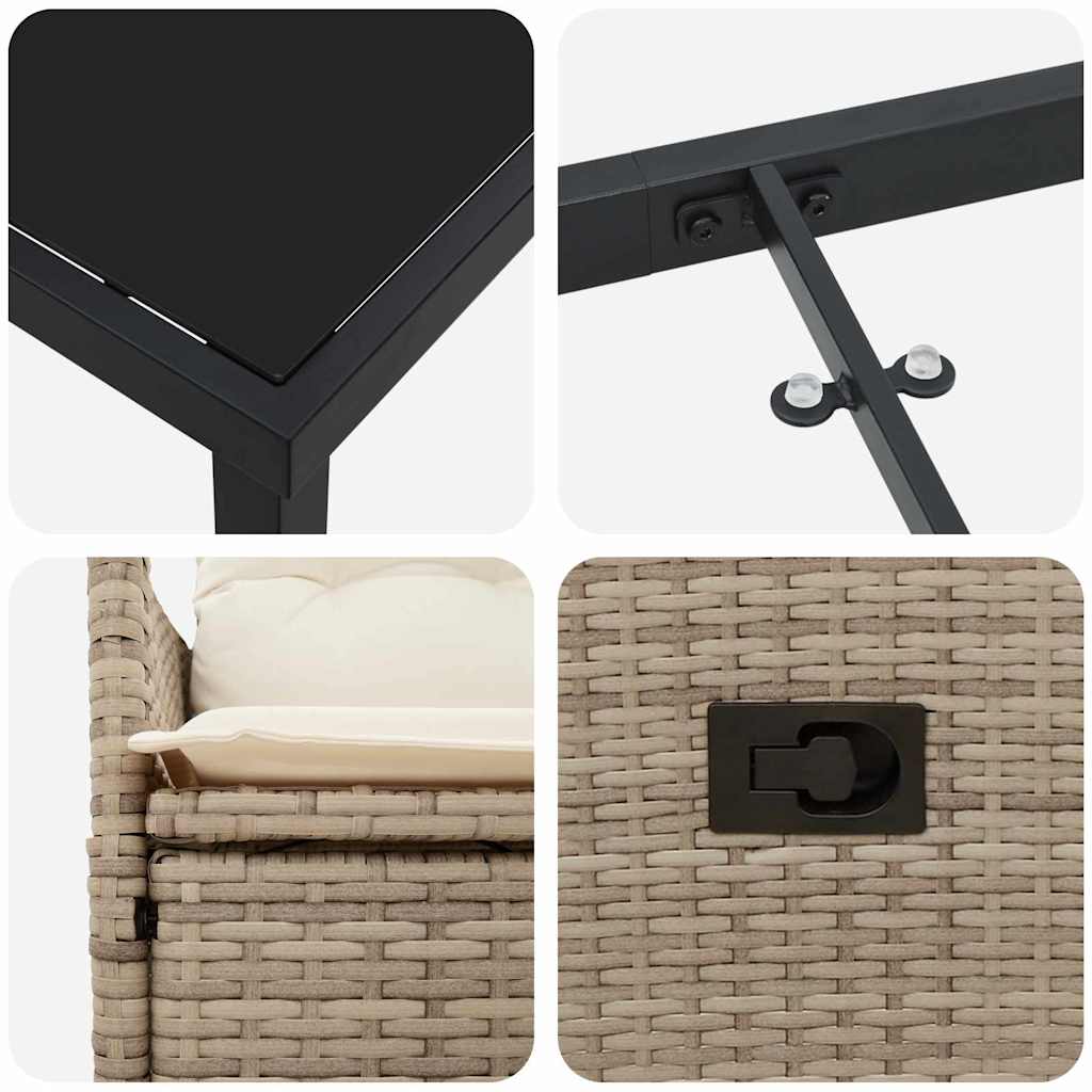 Have Spisebordssæt med pude 3 pcs Beige Poly rattan