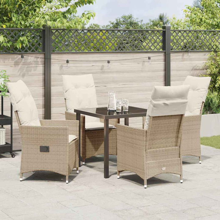 Have Spisebordssæt med pude 5 pcs Beige Poly rattan