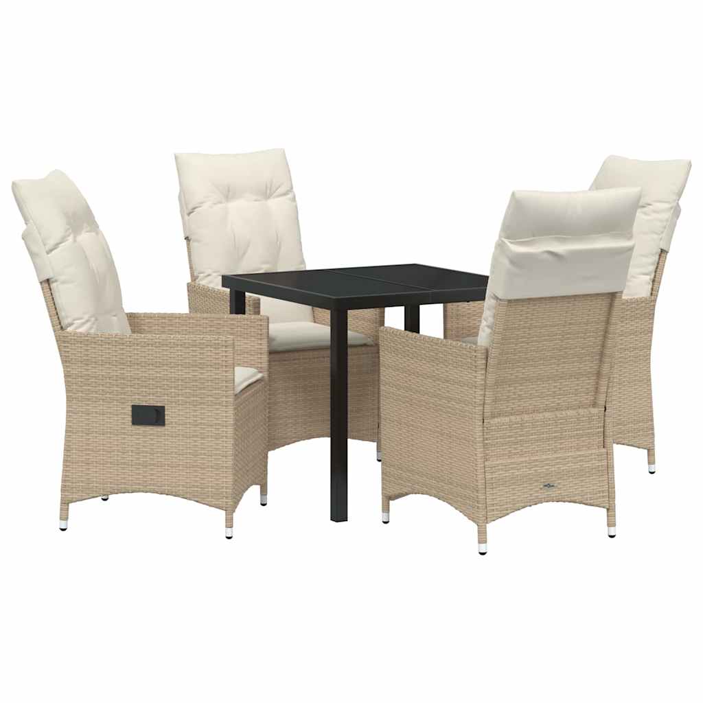 Have Spisebordssæt med pude 5 pcs Beige Poly rattan
