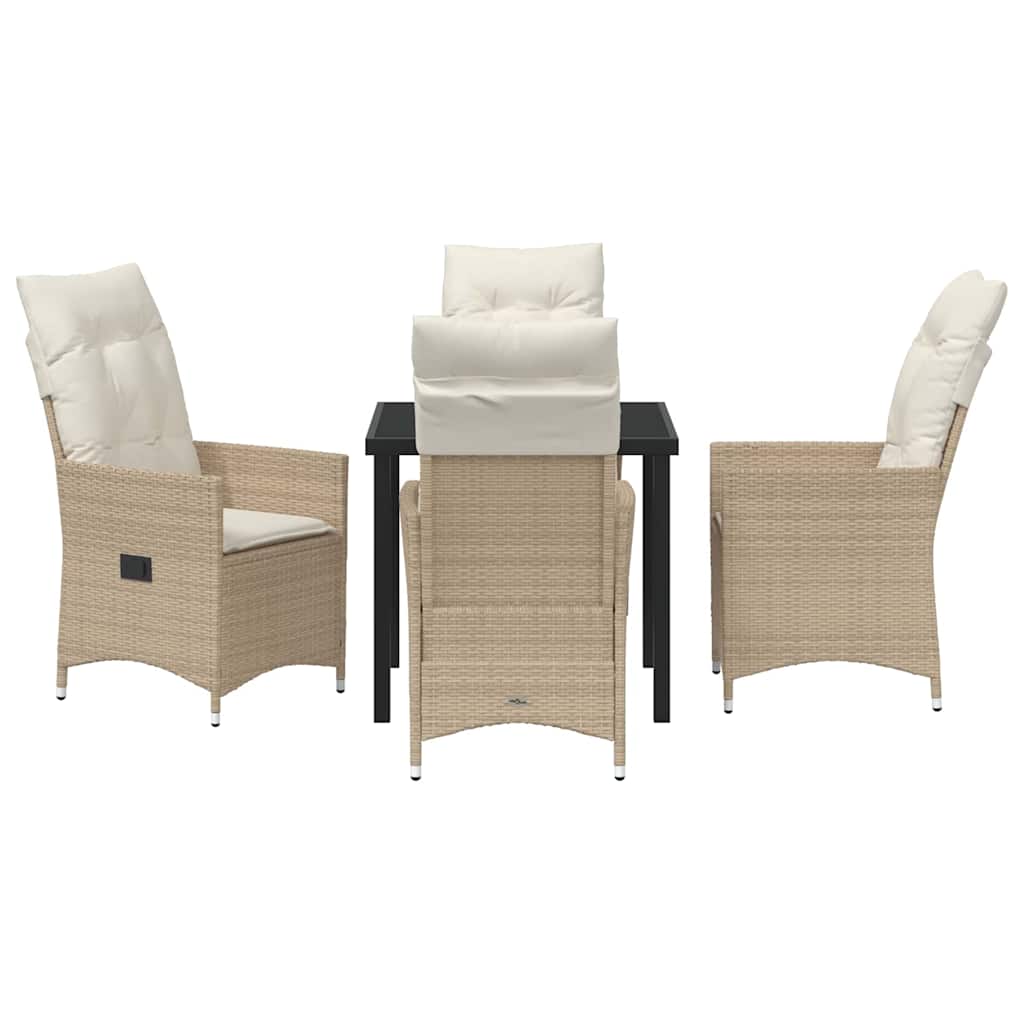 Have Spisebordssæt med pude 5 pcs Beige Poly rattan