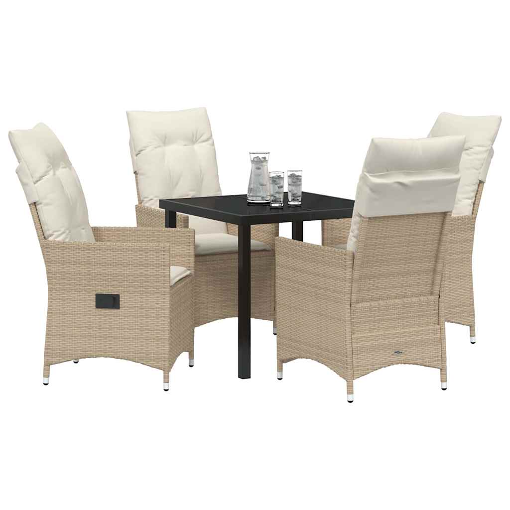 Have Spisebordssæt med pude 5 pcs Beige Poly rattan