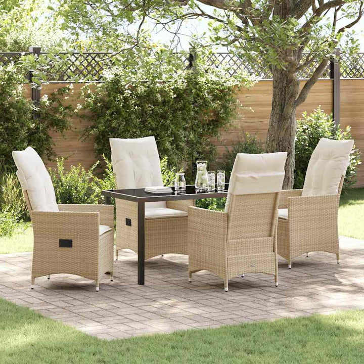 Have Spisebordssæt med pude 5 pcs Beige Poly rattan