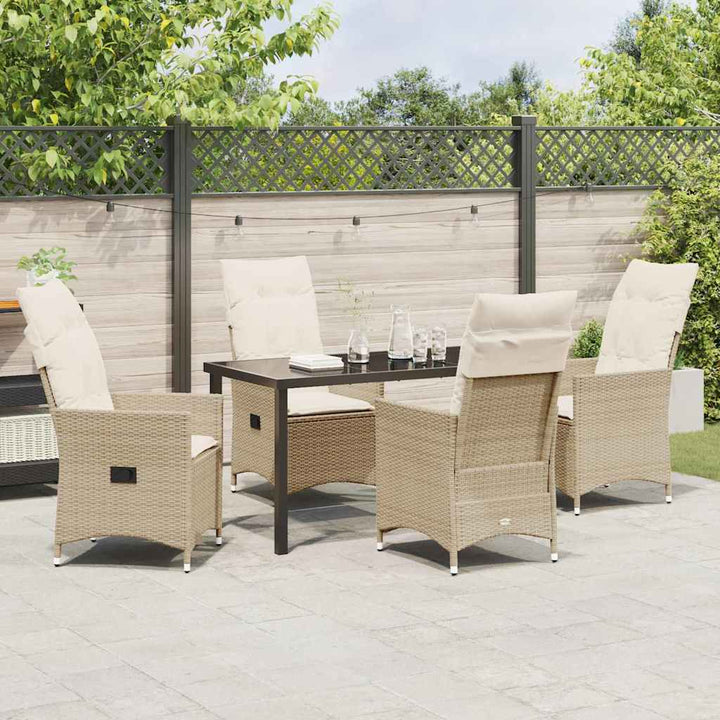 Have Spisebordssæt med pude 5 pcs Beige Poly rattan